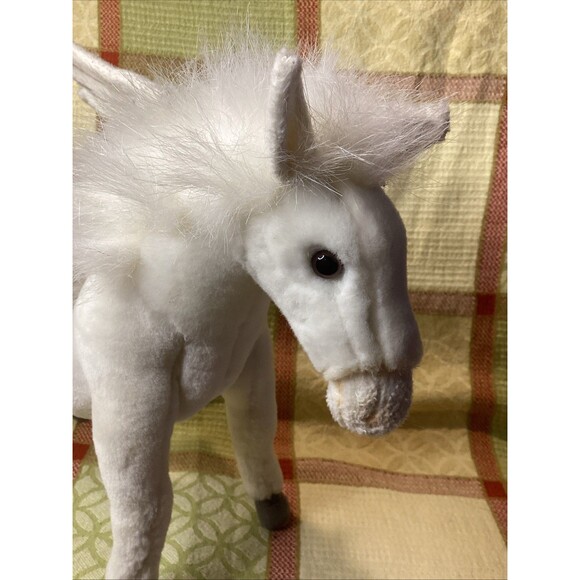 Vintage HANSA White Pegasus Plush Stuffed Animal Toy Posable Legs Hand Crafted - Picture 9 of 16